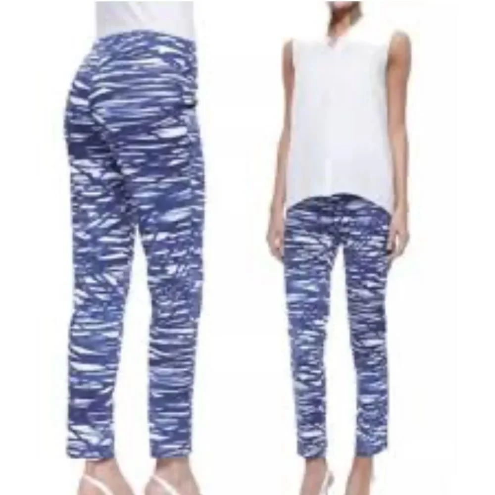 Lafayette 148 Blue and White Patterned Pants, US8